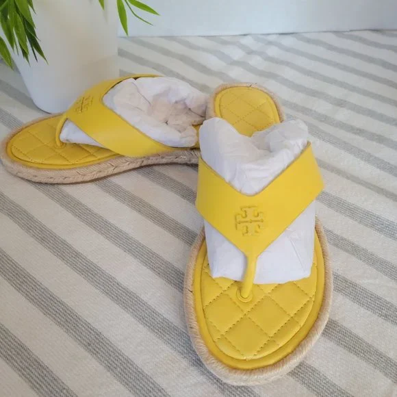 Tory Burch NIB Quilted Espadrille Thong Sandals - Picture 3 of 14